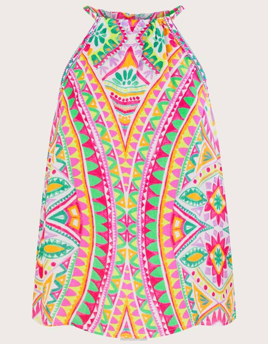 Monsoon نحيف بلوزة كامي بطبعة فسيفساء D68H403 ملابس لون القرنفل