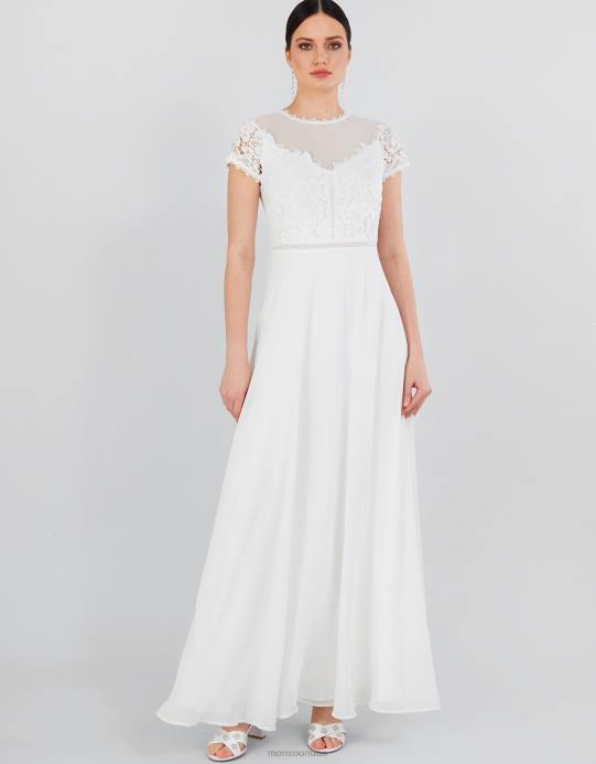 Monsoon نحيف أنجيلا فستان الزفاف ماكسي الدانتيل D68H407 ملابس عاج