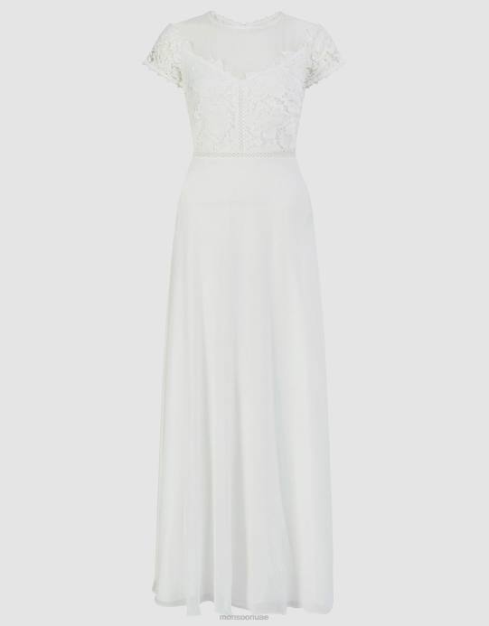 Monsoon نحيف أنجيلا فستان الزفاف ماكسي الدانتيل D68H407 ملابس عاج