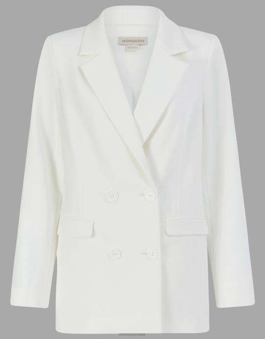 Monsoon نحيف سترة الزفاف مزدوجة الصدر من تايلا D68H410 ملابس عاج