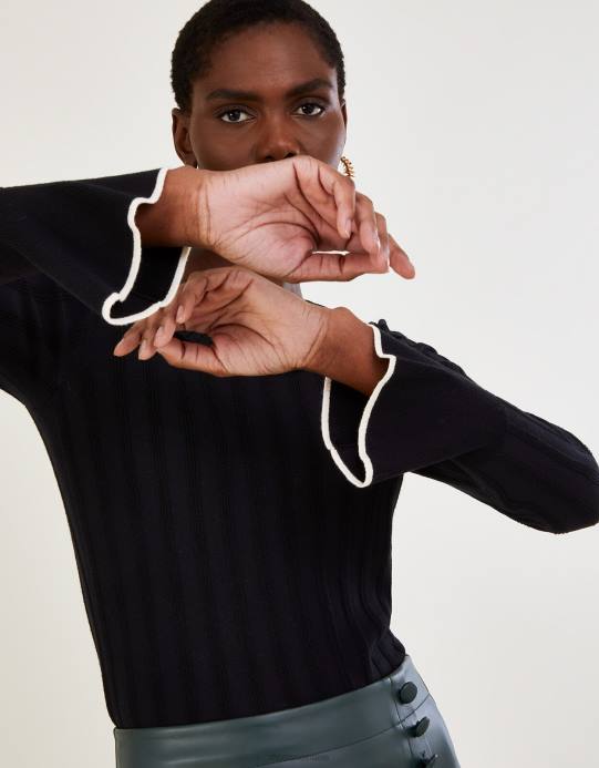 Monsoon نحيف سترة أنيقة مضلعة مع لينزينج إيكوفيرو D68H411 ملابس أسود