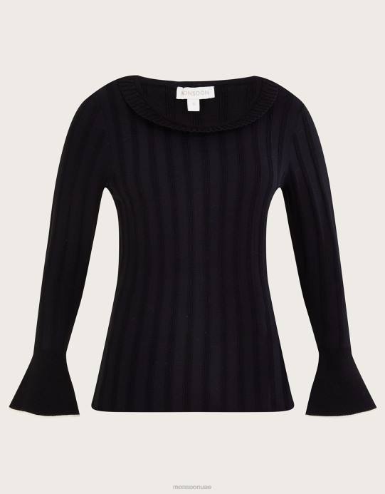 Monsoon نحيف سترة أنيقة مضلعة مع لينزينج إيكوفيرو D68H411 ملابس أسود