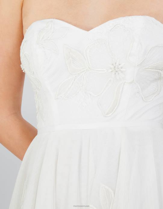 Monsoon نحيف فستان زفاف طويل مطرز من دونا D68H413 ملابس عاج