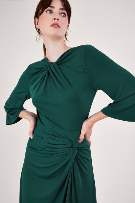 Monsoon نحيف فستان جيرسي بكشكشة D68H41 ملابس أخضر