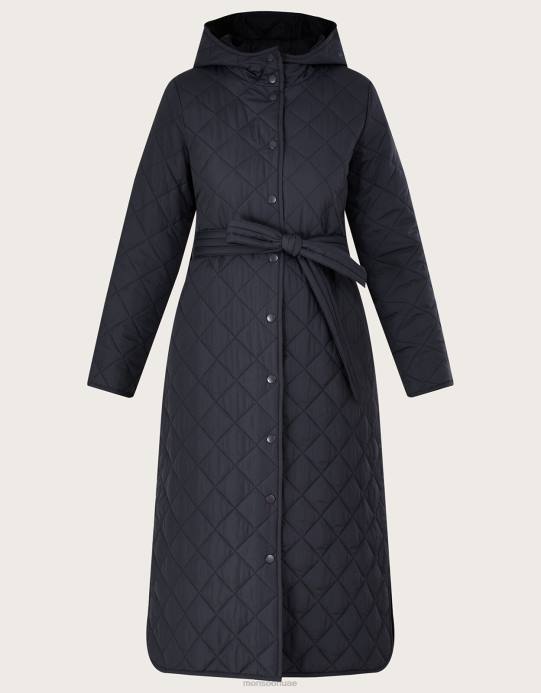 Monsoon نحيف معطف كوين طويل بغطاء للرأس من البوليستر المعاد تدويره D68H426 ملابس رمادي