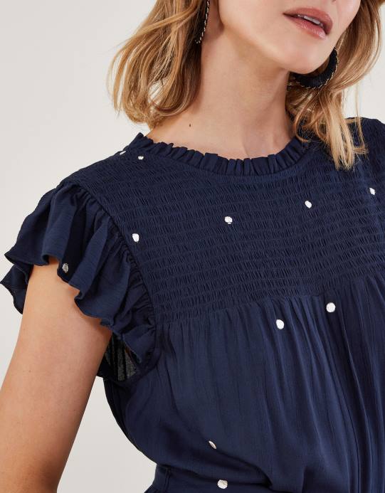 Monsoon نحيف بذلة بقعة مطرزة D68H439 ملابس الأزرق الداكن)