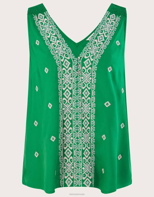 Monsoon نحيف سترة علوية مطرزة بحزام عريض D68H440 ملابس أخضر