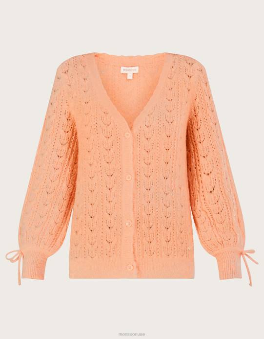 Monsoon نحيف سترة بونتيل فائقة النعومة مع بوليستر معاد تدويره D68H441 ملابس البرتقال (الخوخ)