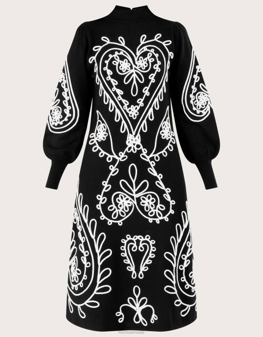 Monsoon نحيف فستان منسوج بتطريز كورنيللي على شكل قلب D68H444 ملابس أسود