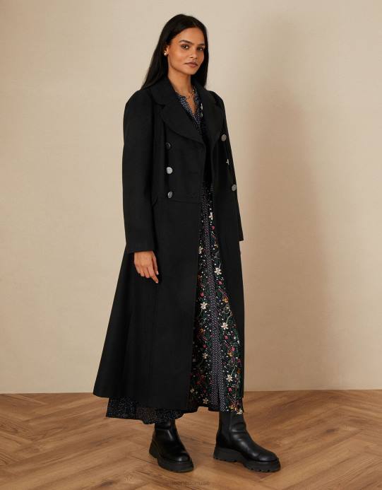 Monsoon نحيف سامانثا معطف متجنب D68H446 ملابس أسود