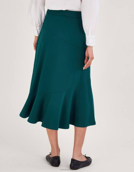 Monsoon نحيف افا ألف خط بونتي تنورة D68H44 ملابس أخضر