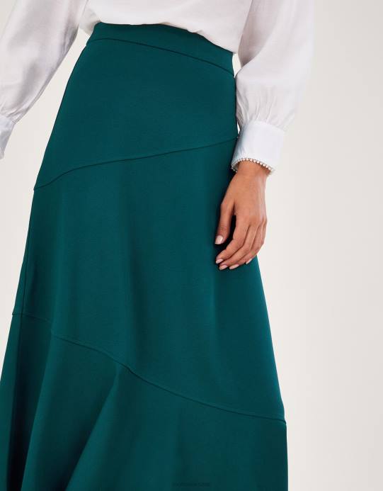 Monsoon نحيف افا ألف خط بونتي تنورة D68H44 ملابس أخضر