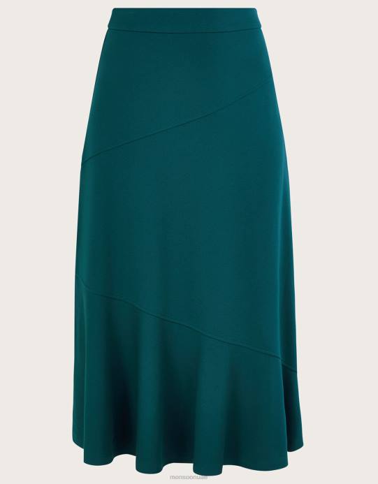 Monsoon نحيف افا ألف خط بونتي تنورة D68H44 ملابس أخضر