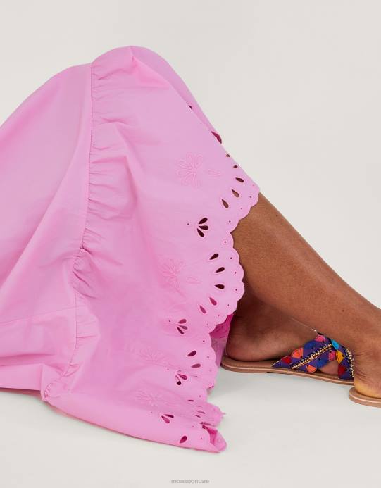 Monsoon نحيف فستان سيريلا بقصّة من القطن المستدام D68H452 ملابس لون القرنفل