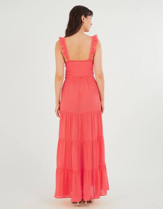 Monsoon نحيف فستان ماكسي فاخر برباط D68H454 ملابس برتقالي (مرجاني)