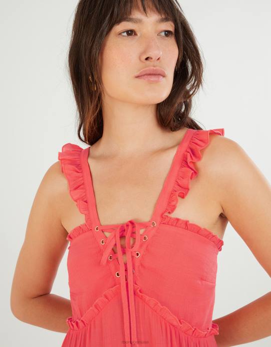 Monsoon نحيف فستان ماكسي فاخر برباط D68H454 ملابس برتقالي (مرجاني)