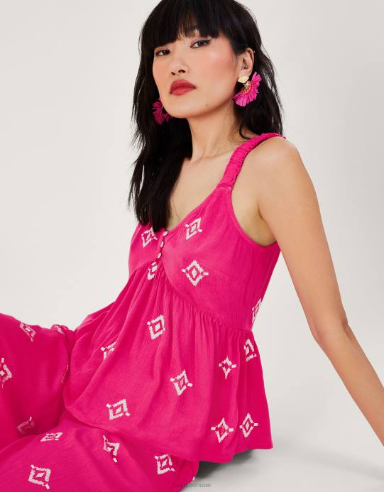 Monsoon نحيف كامي مطرز بزخرفة في لينزينج إيكوفيرو D68H455 ملابس لون القرنفل