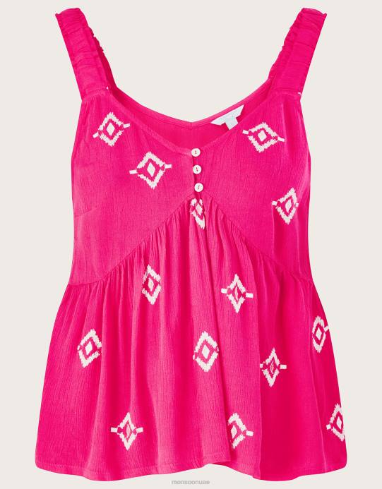 Monsoon نحيف كامي مطرز بزخرفة في لينزينج إيكوفيرو D68H455 ملابس لون القرنفل