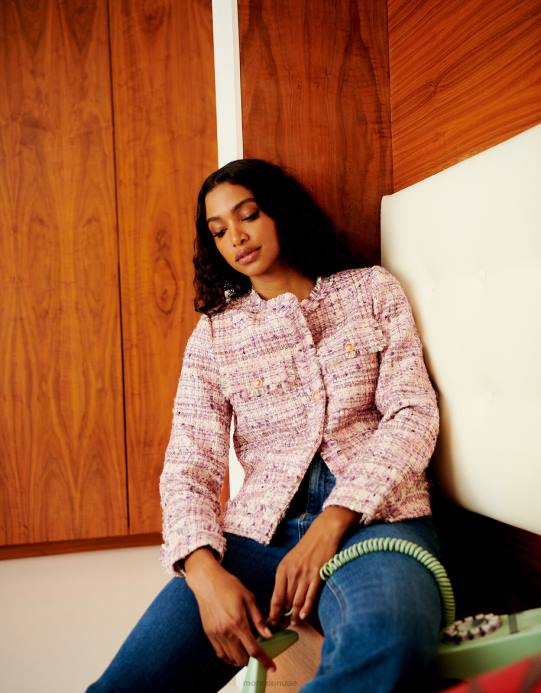 Monsoon نحيف سترة توني تويد D68H456 ملابس لون القرنفل