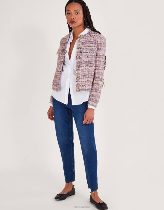 Monsoon نحيف سترة توني تويد D68H456 ملابس لون القرنفل