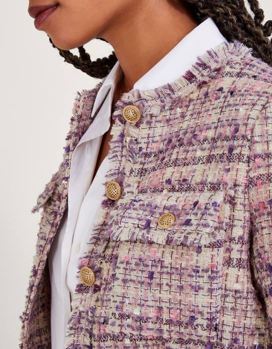 Monsoon نحيف سترة توني تويد D68H456 ملابس لون القرنفل