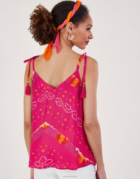 Monsoon نحيف بانداني صبغ كامي الأعلى D68H465 ملابس لون القرنفل