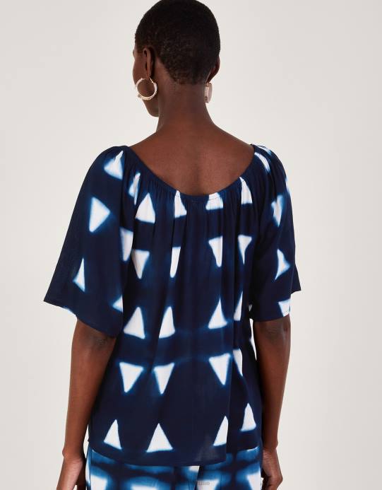 Monsoon نحيف قمة مثلث الباتيك في لينزينغ إيكوفيرو D68H476 ملابس الأزرق الداكن)