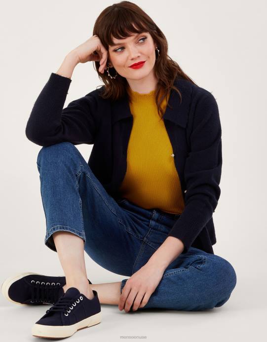 Monsoon نحيف أعلى خزان الرقبة الرسن مضلع D68H484 ملابس المغرة الصفراء)