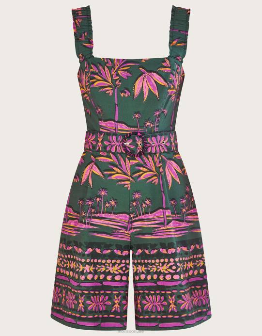 Monsoon نحيف بدلة لعب بيدرا بطبعة النخيل D68H491 ملابس الأخضر (الكاكي)