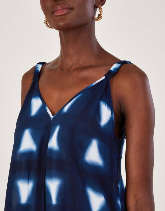 Monsoon نحيف رومبير مثلث مصبوغ الباتيك في لينزينغ إيكوفيرو D68H493 ملابس الأزرق الداكن)