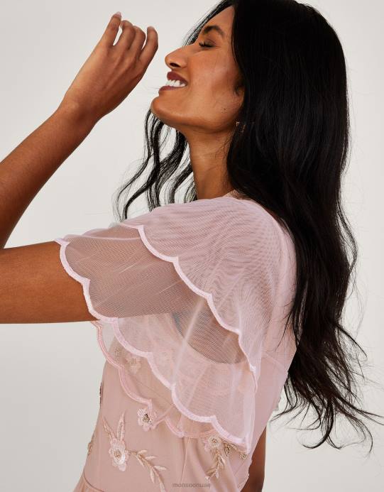 Monsoon نحيف فستان كاثرين طويل مزين بالبوليستر المعاد تدويره D68H501 ملابس الوردي (احمر الخدود)