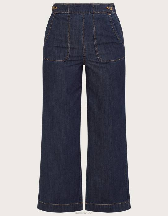 Monsoon نحيف بنطال جينز هاربر قصير بأرجل واسعة وطول عادي D68H502 ملابس الأزرق (نيلي)