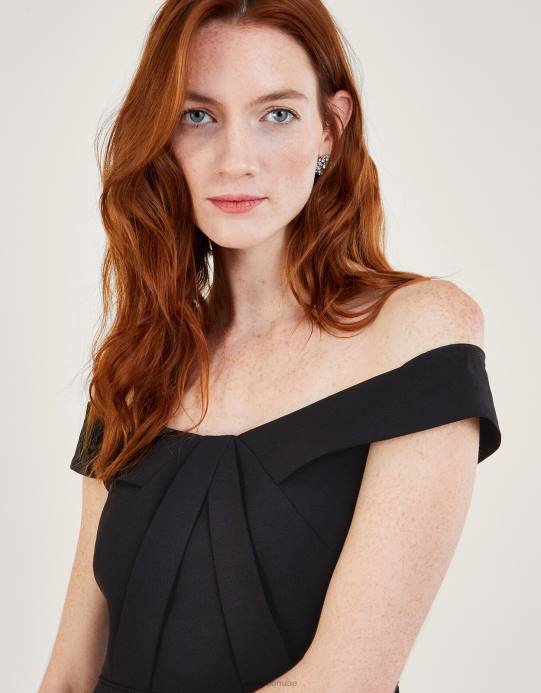 Monsoon نحيف فستان بياتريس كريب باردو ماكسي D68H507 ملابس أسود