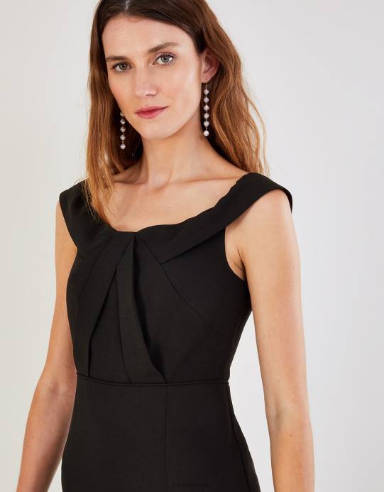 Monsoon نحيف فستان بياتريس كريب باردو ماكسي D68H507 ملابس أسود