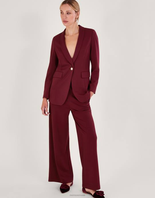 Monsoon نحيف سترة بونتي بيج واحدة الصدر D68H50 ملابس الأحمر (التوت)