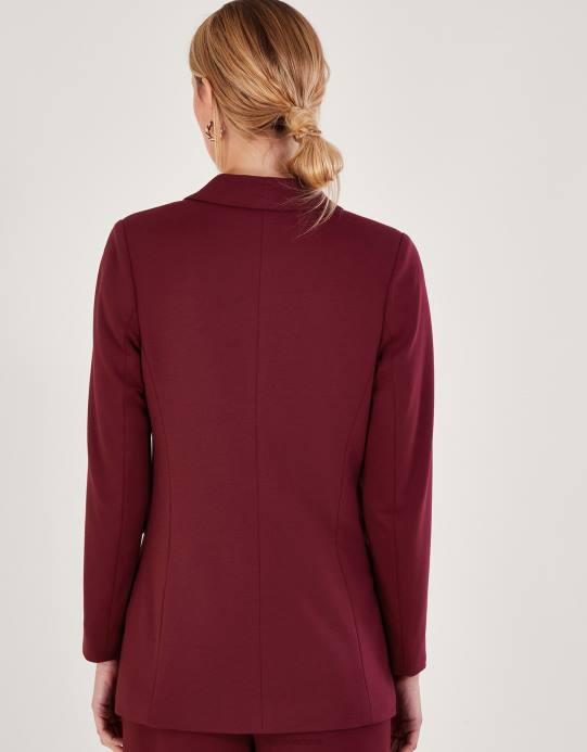 Monsoon نحيف سترة بونتي بيج واحدة الصدر D68H50 ملابس الأحمر (التوت)