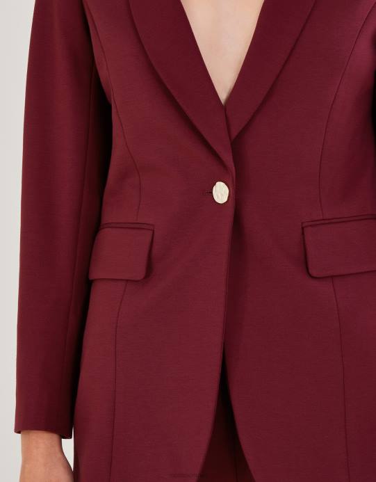 Monsoon نحيف سترة بونتي بيج واحدة الصدر D68H50 ملابس الأحمر (التوت)