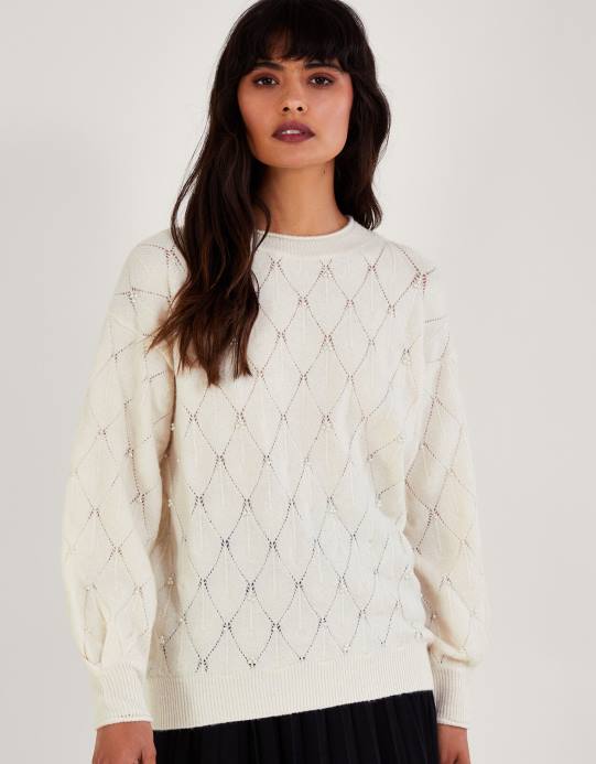 Monsoon نحيف سترة تفاصيل اللؤلؤ D68H51 ملابس عاج