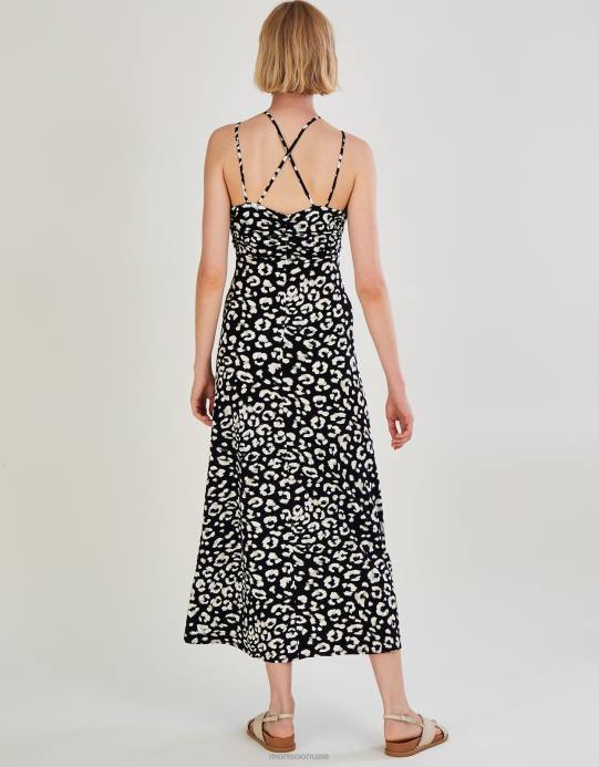 Monsoon نحيف فستان ماكسي بطبعات حيوانات D68H510 ملابس متعدد