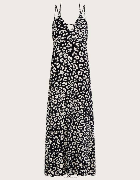 Monsoon نحيف فستان ماكسي بطبعات حيوانات D68H510 ملابس متعدد