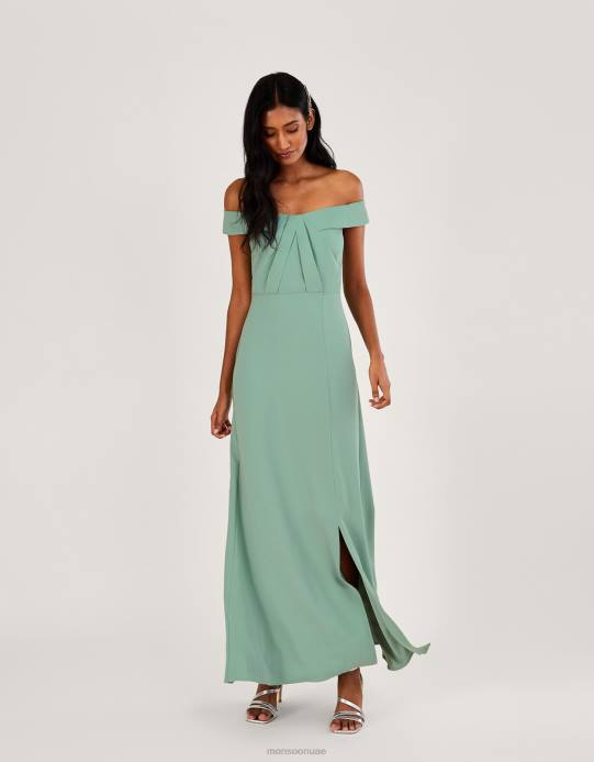 Monsoon نحيف فستان بياتريس كريب باردو ماكسي D68H515 ملابس الأخضر (حكيم)