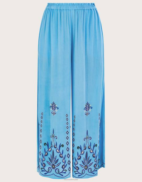 Monsoon نحيف بنطال واسع الساق مطرز من لينزينج إيكوفيرو D68H521 ملابس أزرق