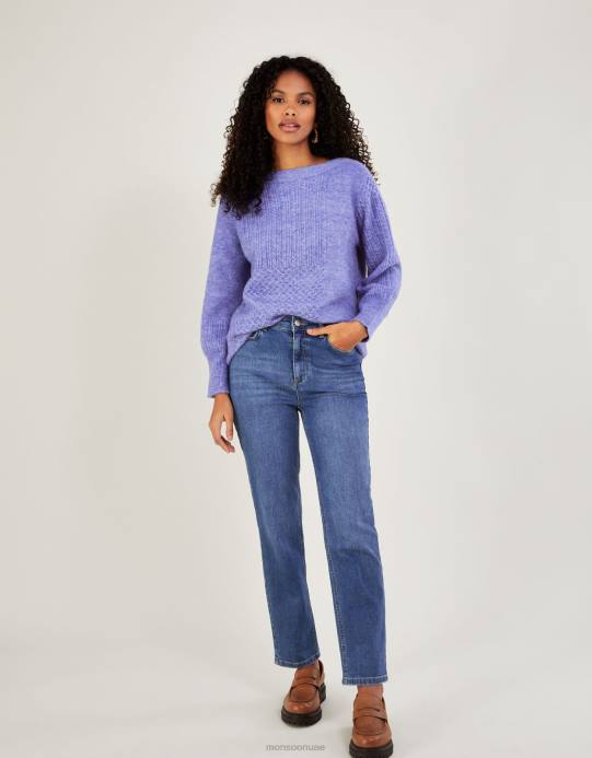 Monsoon نحيف سترة تونيك بغرز رقعة فائقة النعومة مع بوليستر معاد تدويره D68H523 ملابس أزرق