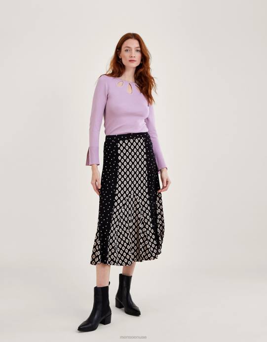 Monsoon نحيف كنزة مضلعة بفتحات مع لينزينج إيكوفيرو D68H524 ملابس الأرجواني (أرجواني)