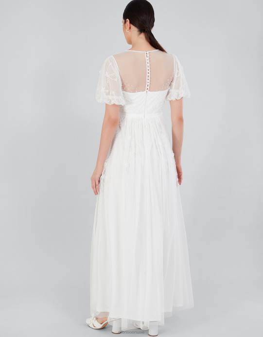 Monsoon نحيف فستان زفاف طويل مزين من سيلينا D68H527 ملابس عاج