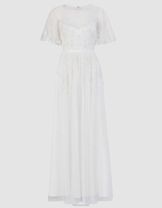 Monsoon نحيف فستان زفاف طويل مزين من سيلينا D68H527 ملابس عاج