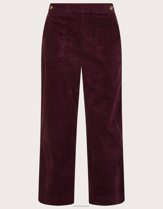 Monsoon نحيف سراويل هاربر الحبل D68H529 ملابس الأرجواني (البرقوق)