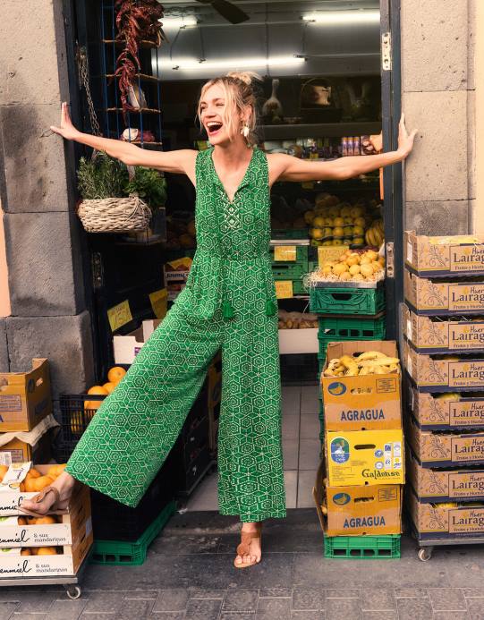 Monsoon نحيف بذلة من الجيرسيه بطبعة هندسية في لينزينغ إيكوفيرو D68H530 ملابس أخضر