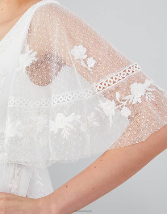 Monsoon نحيف فستان زفاف جوليتا مزين بالدانتيل المطرز D68H531 ملابس عاج