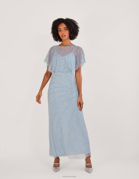 Monsoon نحيف فستان ماكسي قصير الطول من تصميم سيينا D68H533 ملابس سحاب